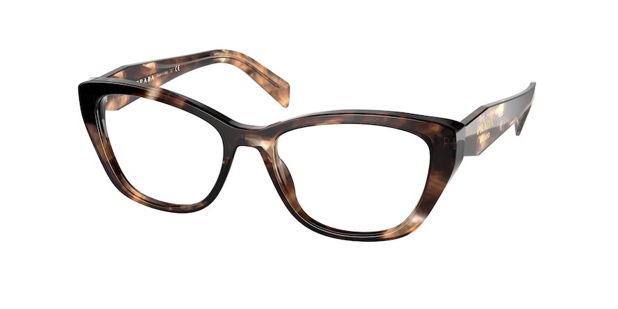 Eyeglasses Prada PR 19WV (07R1O1) color caramel tortoise shape cat eye lenses demo lens