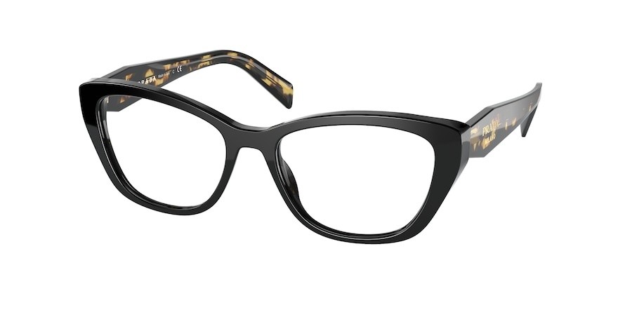 Eyeglasses Prada PR 19WV (1AB1O1) color black shape cat eye lenses demo lens