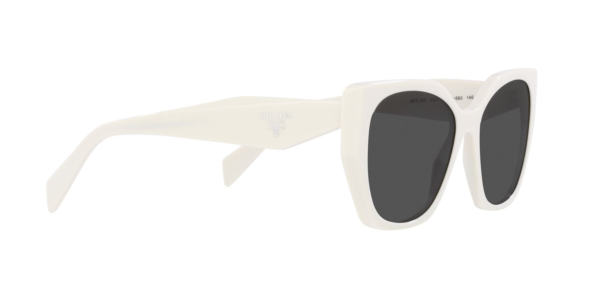Sunglasses Prada PR 19ZS (1425S0) color bianco talco shape square lenses grigio scuro