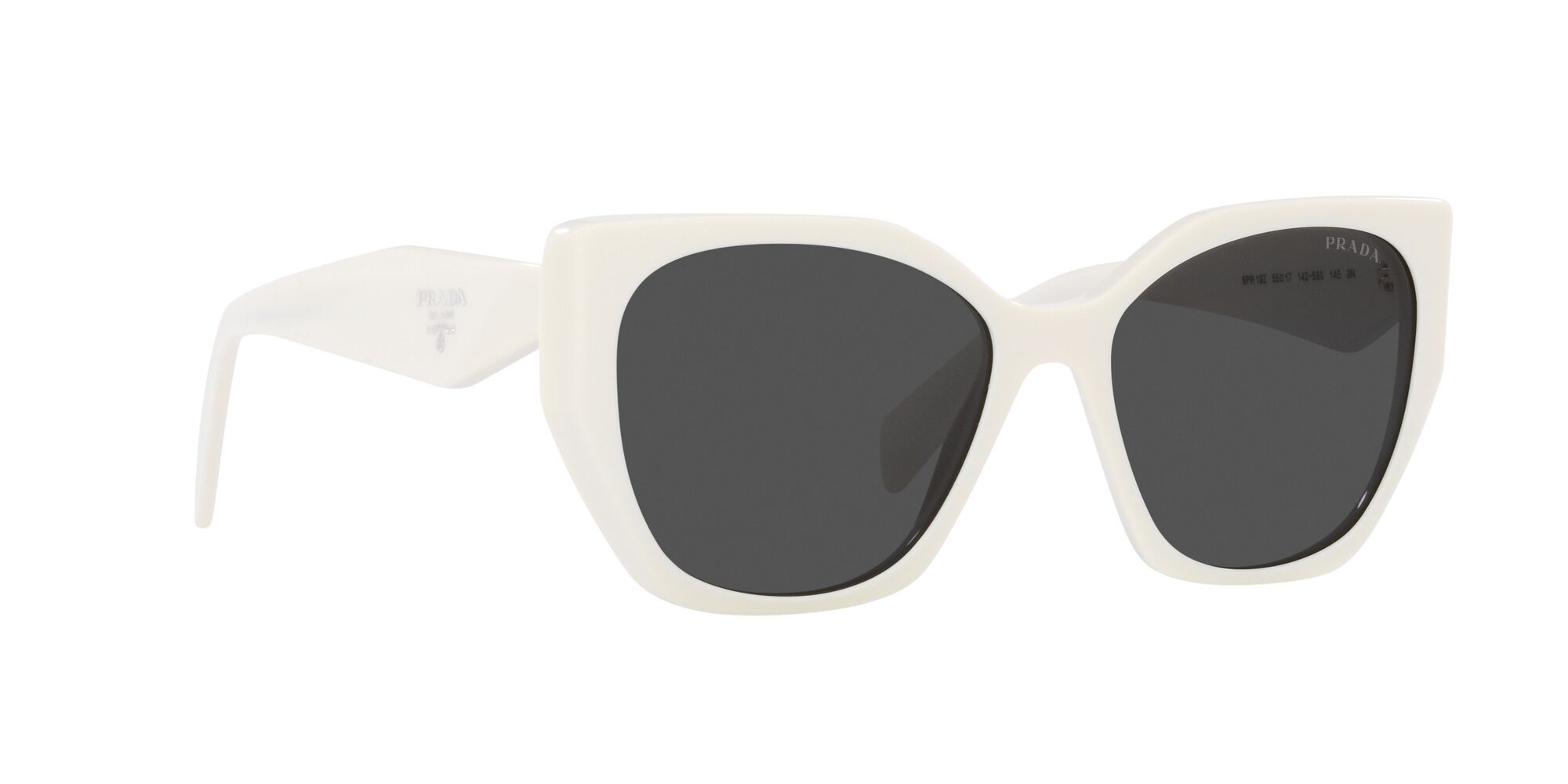Sunglasses Prada PR 19ZS (1425S0) color bianco talco shape square lenses grigio scuro