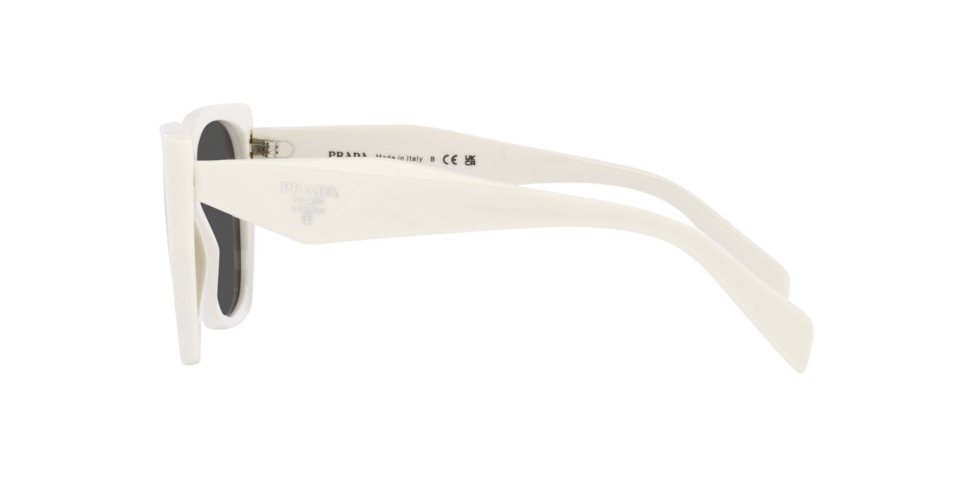 Sunglasses Prada PR 19ZS (1425S0) color bianco talco shape square lenses grigio scuro