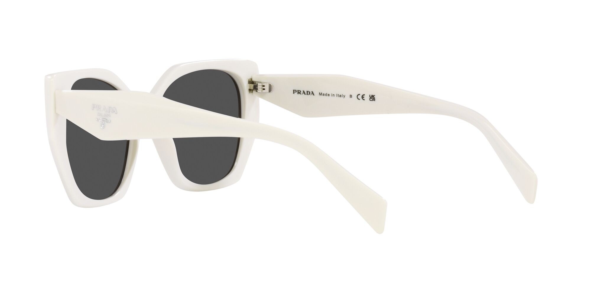 Sunglasses Prada PR 19ZS (1425S0) color bianco talco shape square lenses grigio scuro