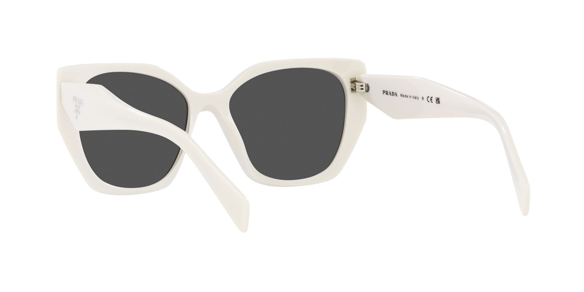 Sunglasses Prada PR 19ZS (1425S0) color bianco talco shape square lenses grigio scuro