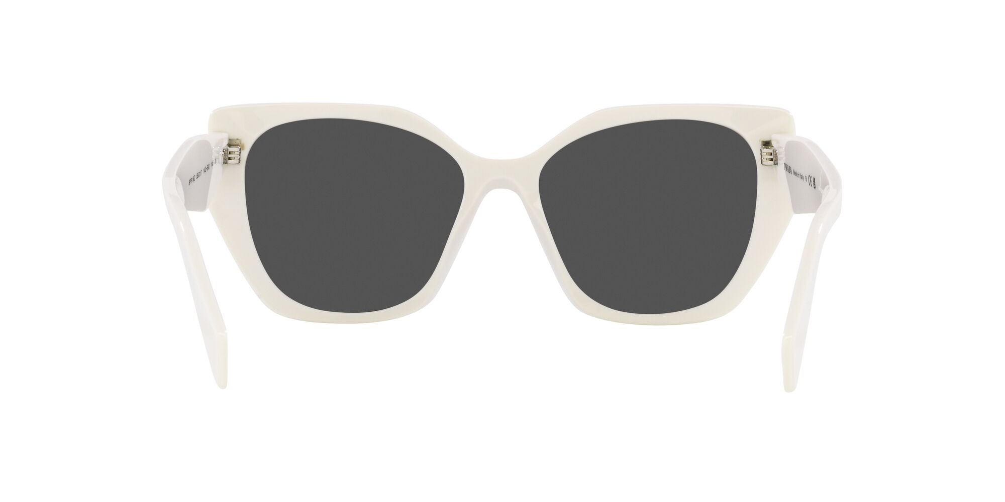 Sunglasses Prada PR 19ZS (1425S0) color bianco talco shape square lenses grigio scuro