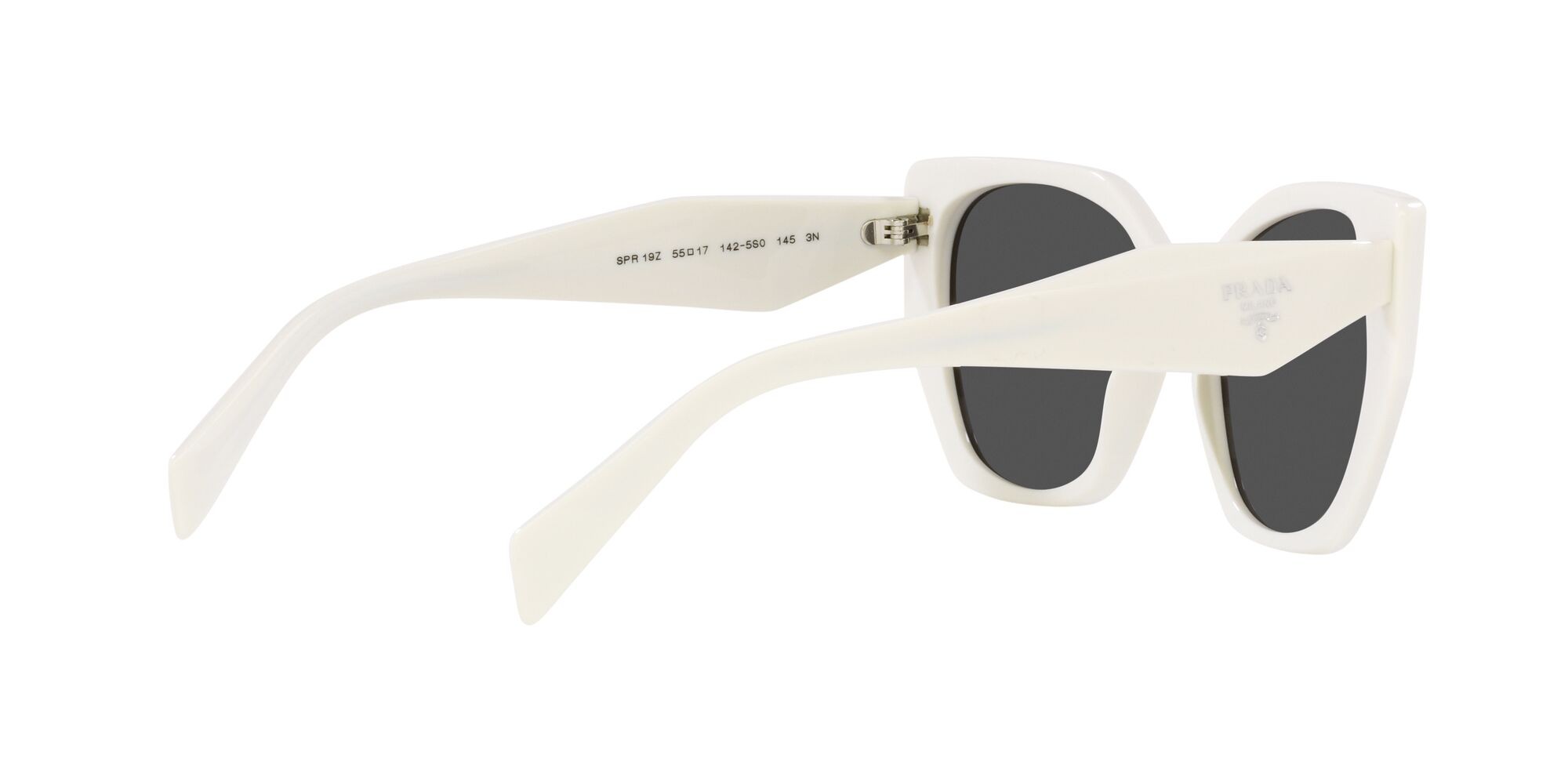 Sunglasses Prada PR 19ZS (1425S0) color bianco talco shape square lenses grigio scuro