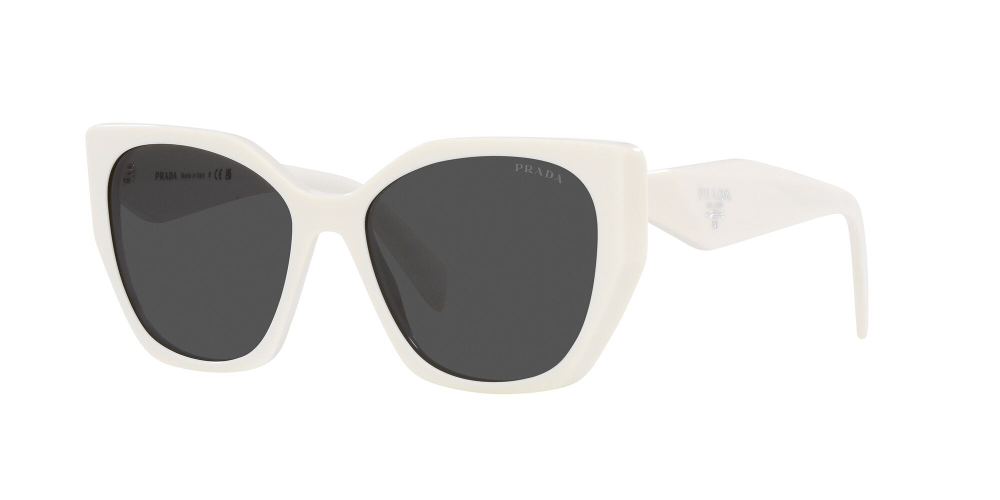 Sunglasses Prada PR 19ZS (1425S0) color bianco talco shape square lenses grigio scuro