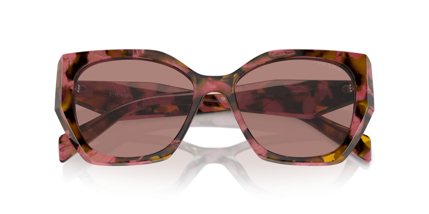Sunglasses Prada PR 19ZS (18N10D) color begonia cognac tartarugato shape square lenses marrone chiaro