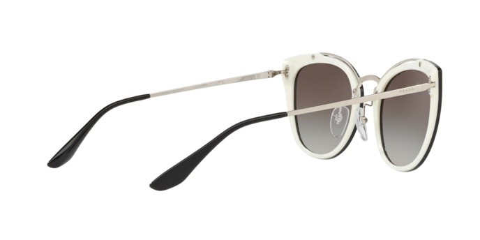 Sonnenbrillen Prada Conceptual PR 20US (4BK5O0) farbe silver/black/ivory form quadratisch gläser gradient grey mirror silver