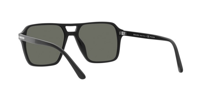 Occhiali da sole Prada PR 20YS (1AB03R) colore black forma aviator lenti polar green