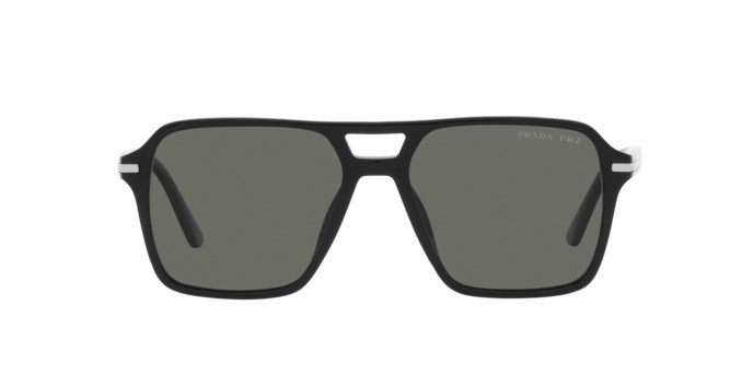 Occhiali da sole Prada PR 20YS (1AB03R) colore black forma aviator lenti polar green
