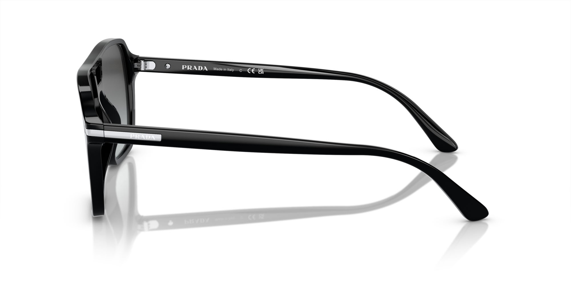 Occhiali da sole Prada PR 20YS (1AB06T) colore nero forma aviator lenti grigio
