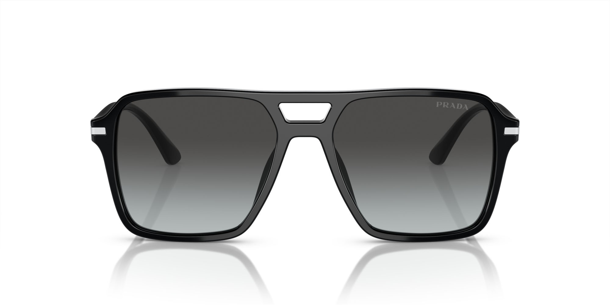 Occhiali da sole Prada PR 20YS (1AB06T) colore nero forma aviator lenti grigio