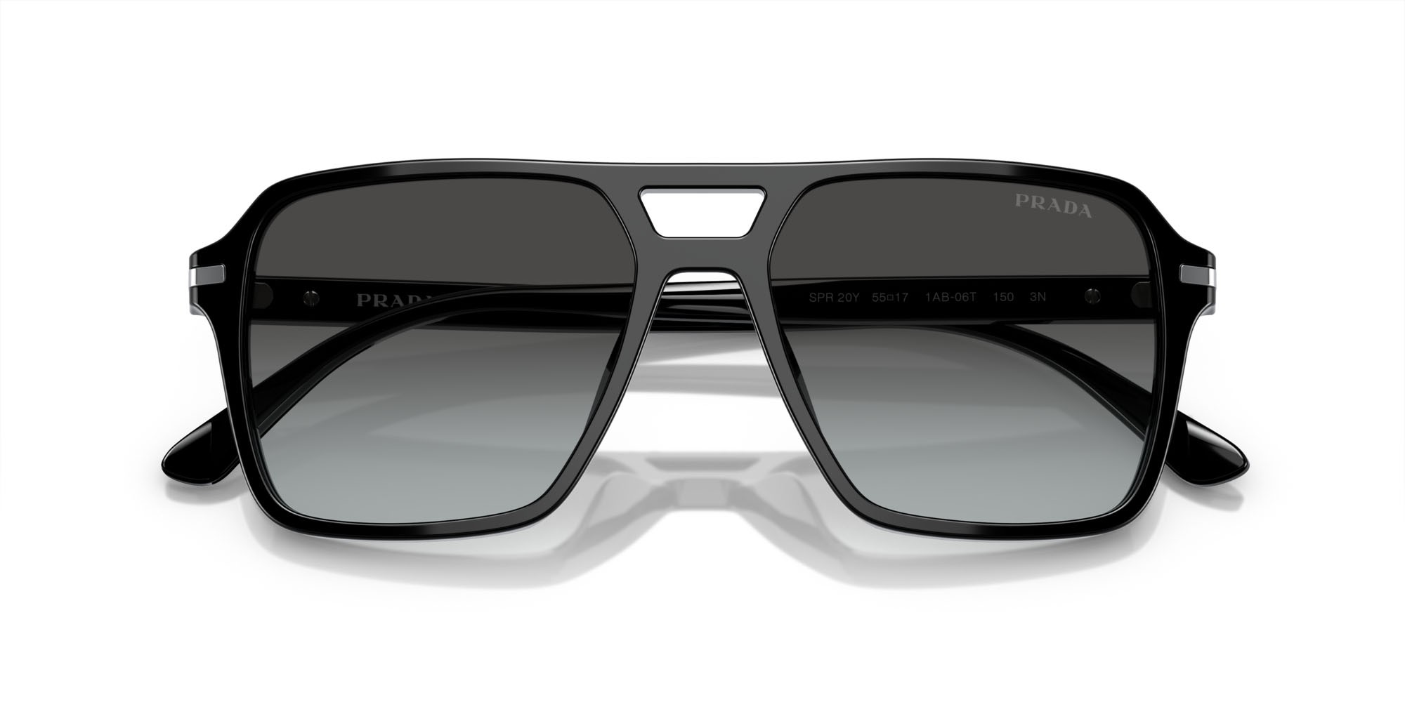 Occhiali da sole Prada PR 20YS (1AB06T) colore nero forma aviator lenti grigio
