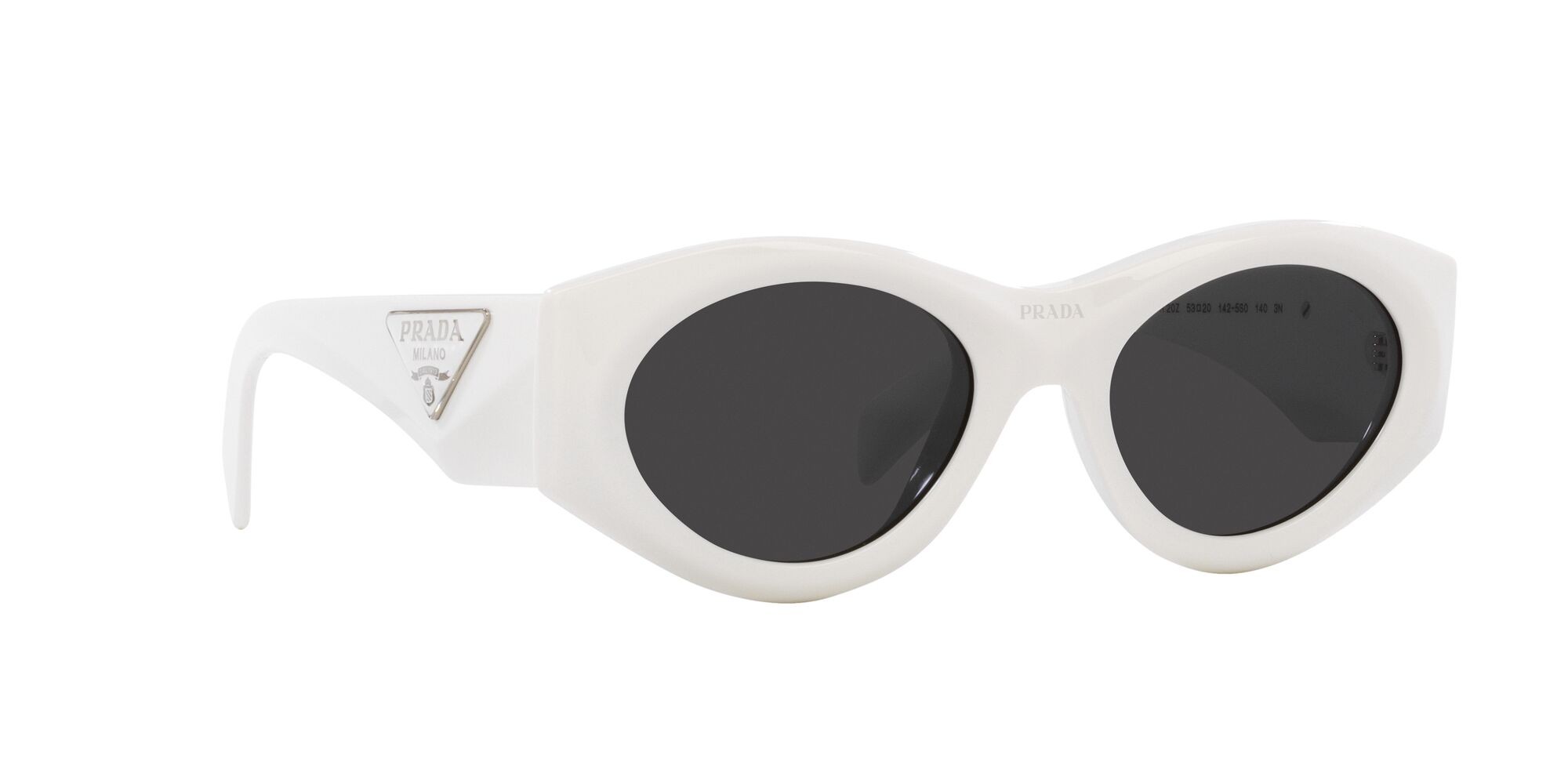 Sonnenbrillen Prada PR 20ZS (1425S0) farbe bianco talco form oval gläser grigio scuro