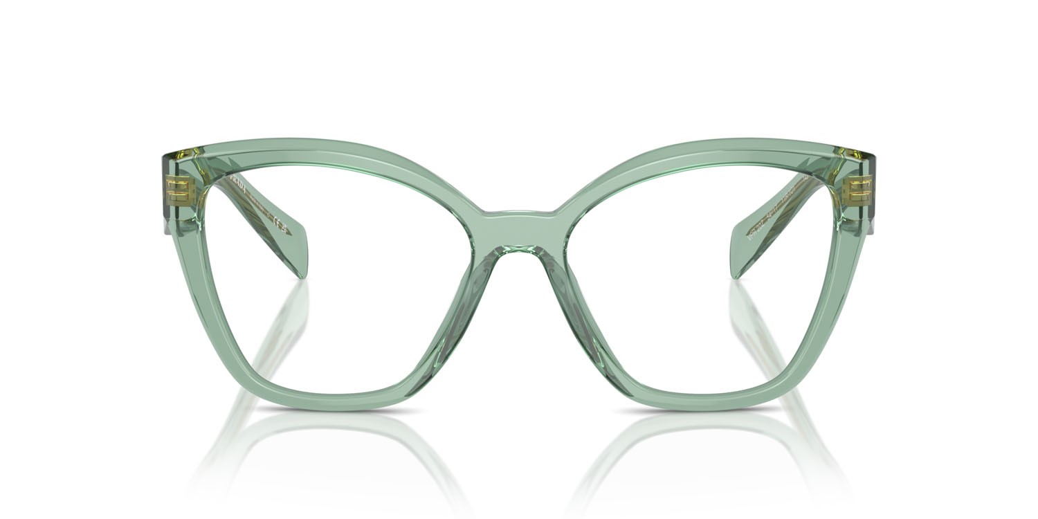 Eyeglasses Prada PR 20ZV (11R1O1) color salvia trasparente shape irregular lenses lente demo