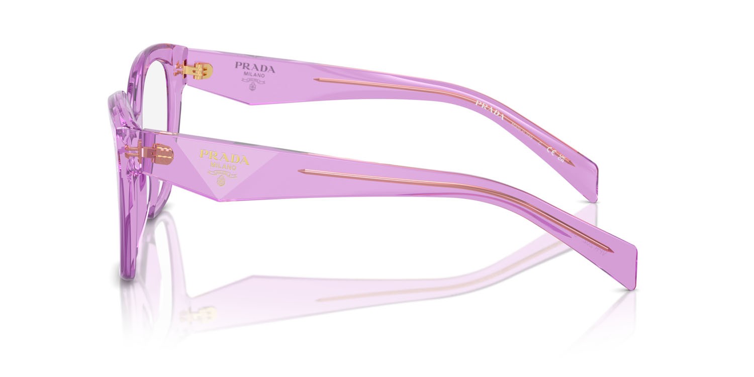 Eyeglasses Prada PR 20ZV (13R1O1) color ametista trasparente shape irregular lenses lente demo