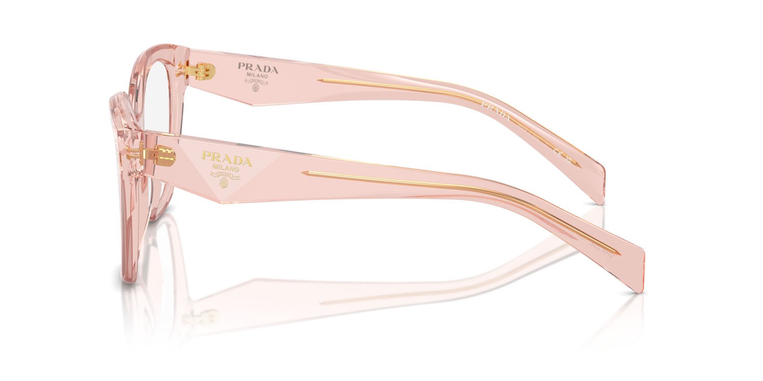 Eyeglasses Prada PR 20ZV (19Q1O1) color pesca trasparente shape irregular lenses lente demo