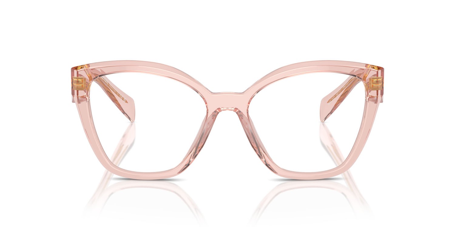 Eyeglasses Prada PR 20ZV (19Q1O1) color pesca trasparente shape irregular lenses lente demo