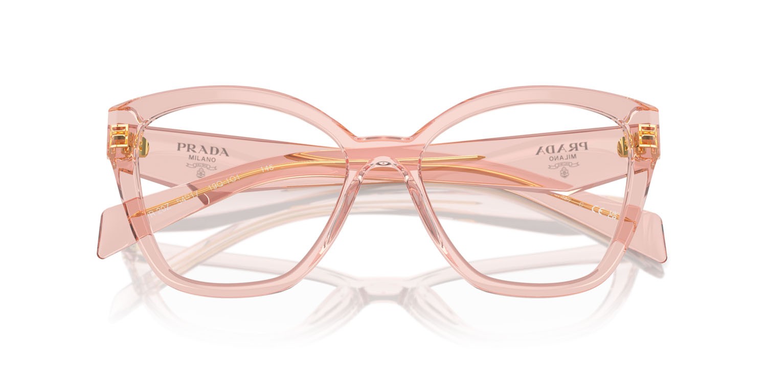 Eyeglasses Prada PR 20ZV (19Q1O1) color pesca trasparente shape irregular lenses lente demo