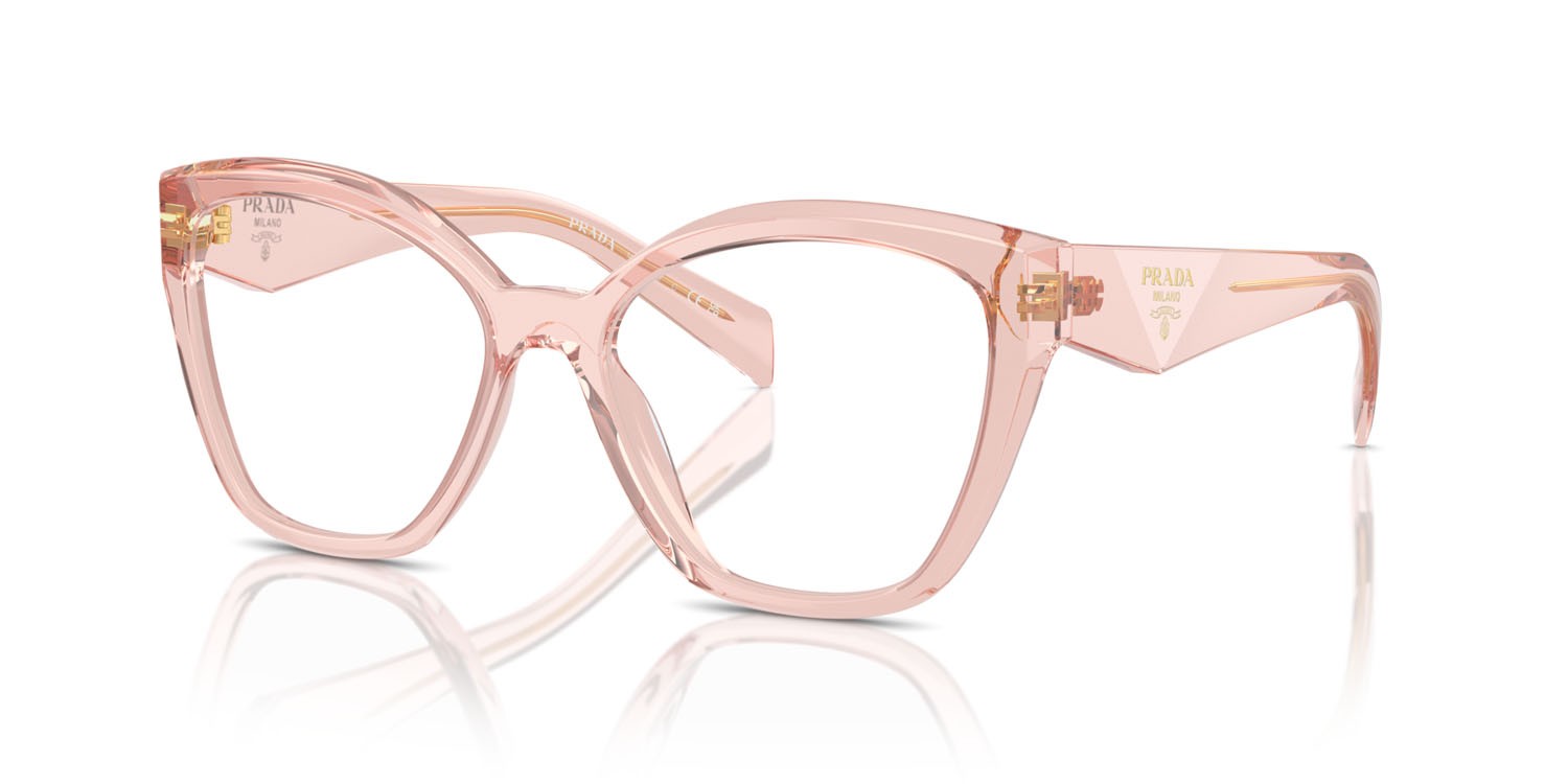 Eyeglasses Prada PR 20ZV (19Q1O1) color pesca trasparente shape irregular lenses lente demo