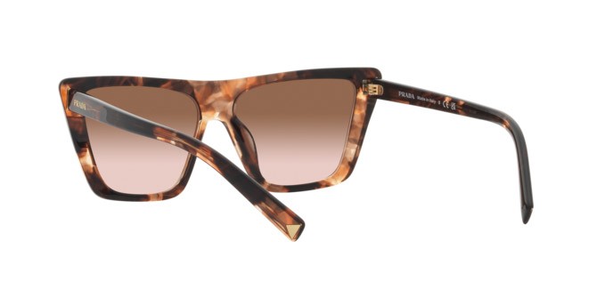 Sunglasses Prada PR 21ZS (07R0A6) color caramello tartarugato shape butterfly lenses marrone sfumato