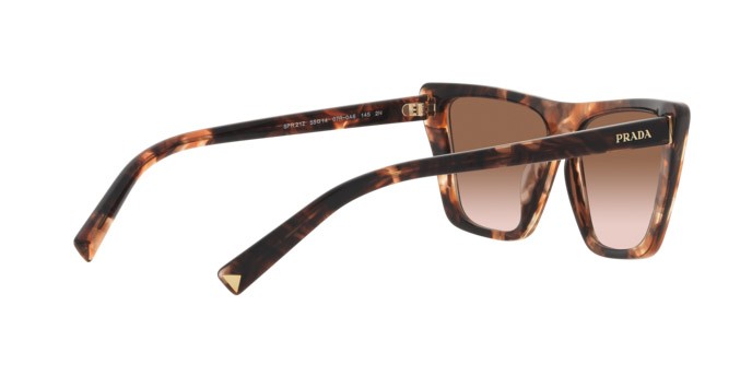 Sunglasses Prada PR 21ZS (07R0A6) color caramello tartarugato shape butterfly lenses marrone sfumato