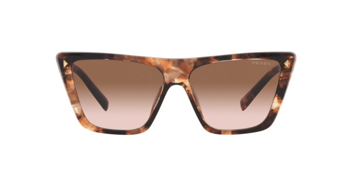 Sunglasses Prada PR 21ZS (07R0A6) color caramello tartarugato shape butterfly lenses marrone sfumato