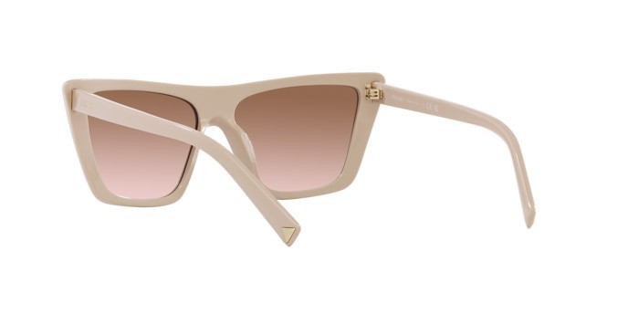 Sunglasses Prada PR 21ZS (11I0A6) color rosa pastello shape butterfly lenses marrone sfumato
