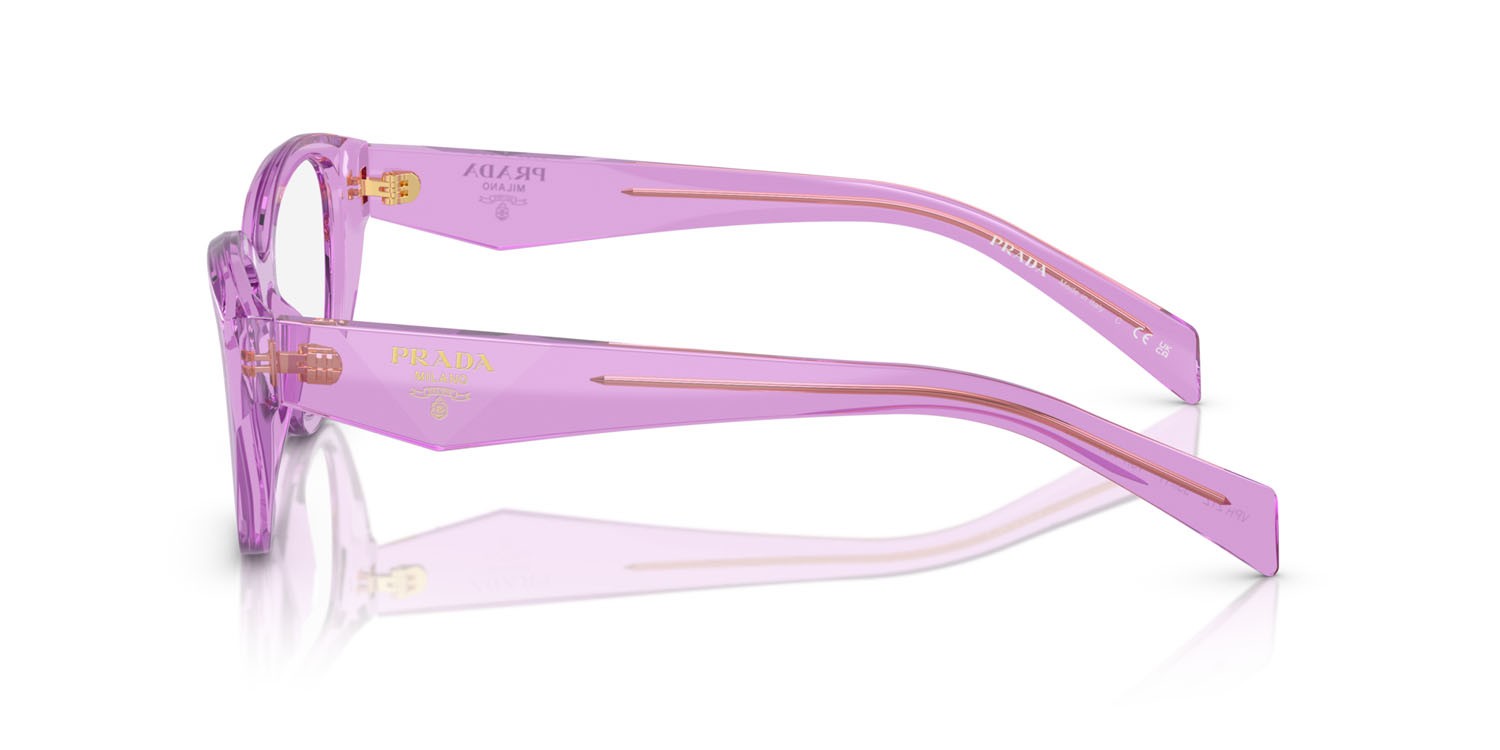 Eyeglasses Prada PR 21ZV (13R1O1) color ametista trasparente shape irregular lenses lente demo