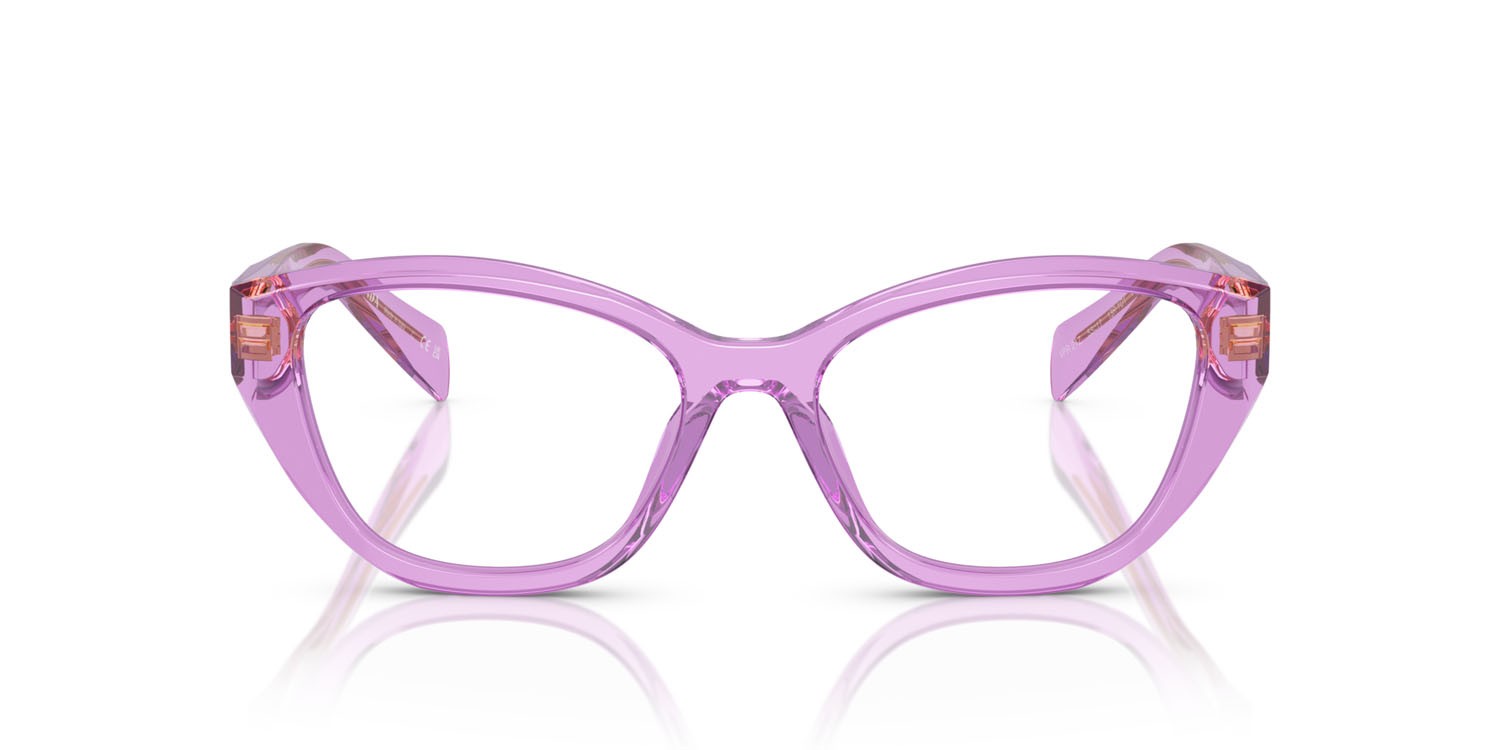 Eyeglasses Prada PR 21ZV (13R1O1) color ametista trasparente shape irregular lenses lente demo