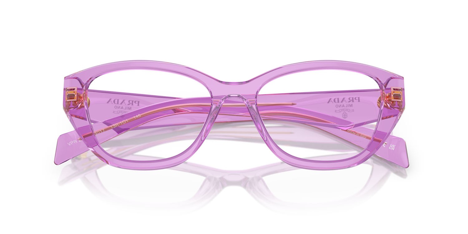 Eyeglasses Prada PR 21ZV (13R1O1) color ametista trasparente shape irregular lenses lente demo