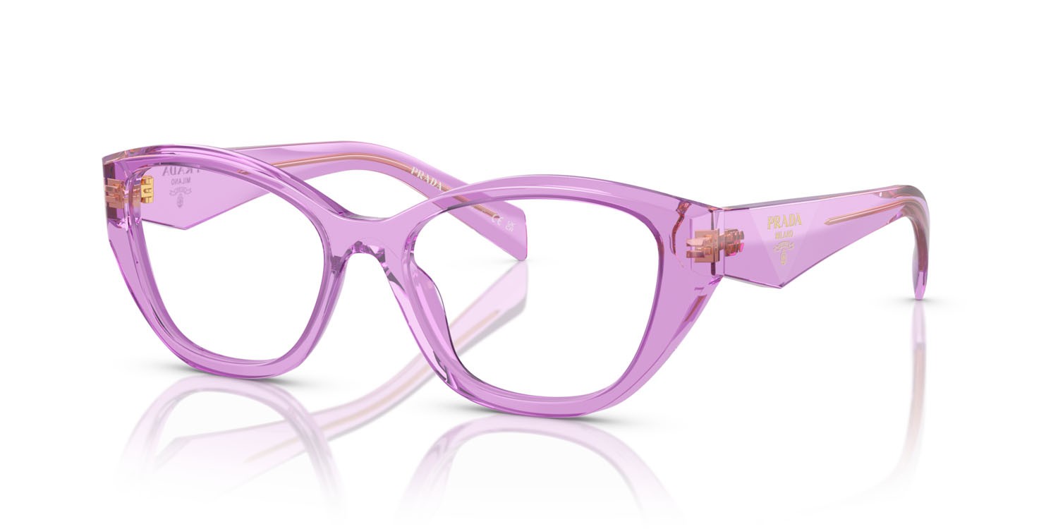 Eyeglasses Prada PR 21ZV (13R1O1) color ametista trasparente shape irregular lenses lente demo