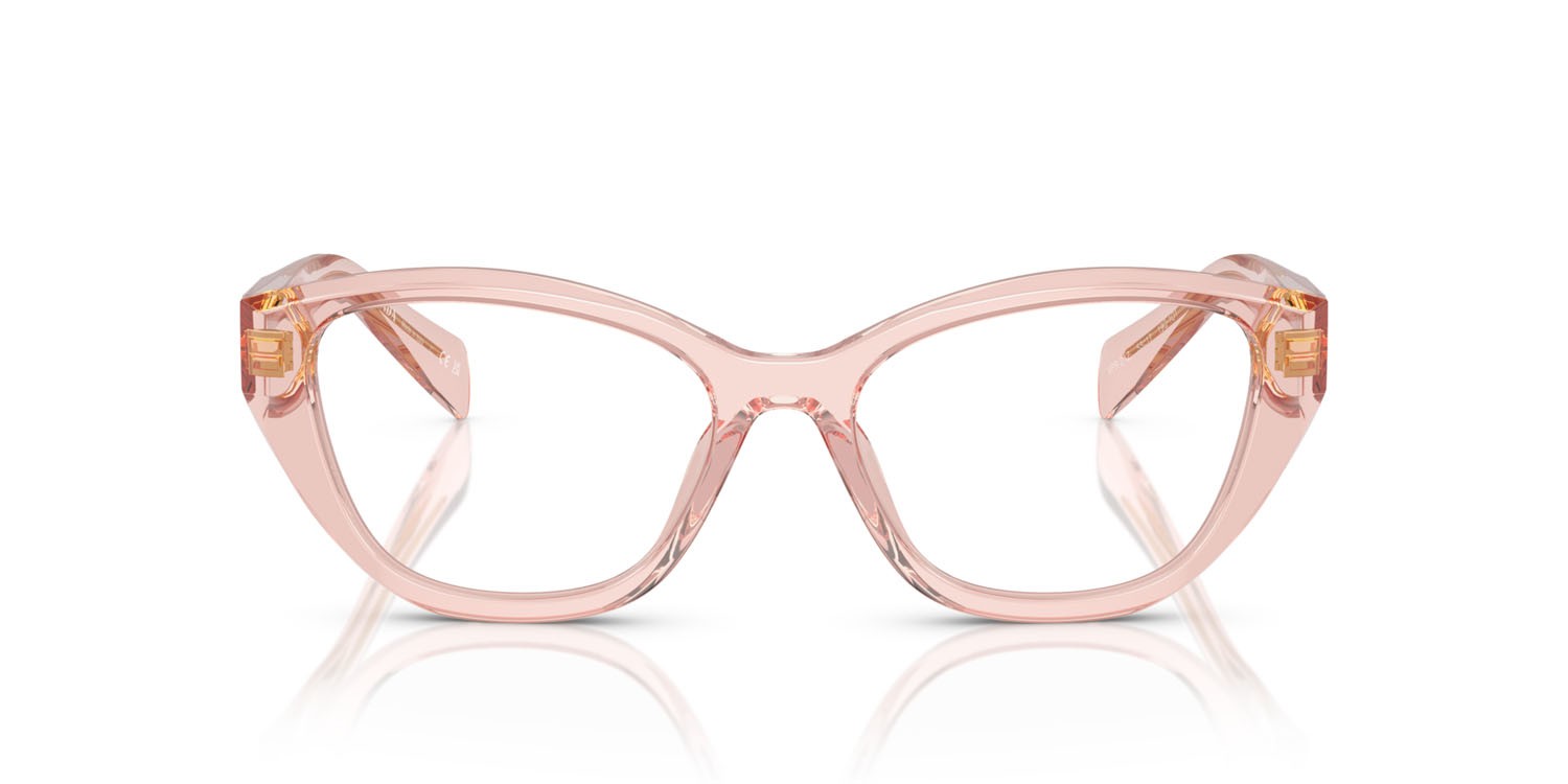 Eyeglasses Prada PR 21ZV (19Q1O1) color pesca trasparente shape irregular lenses lente demo