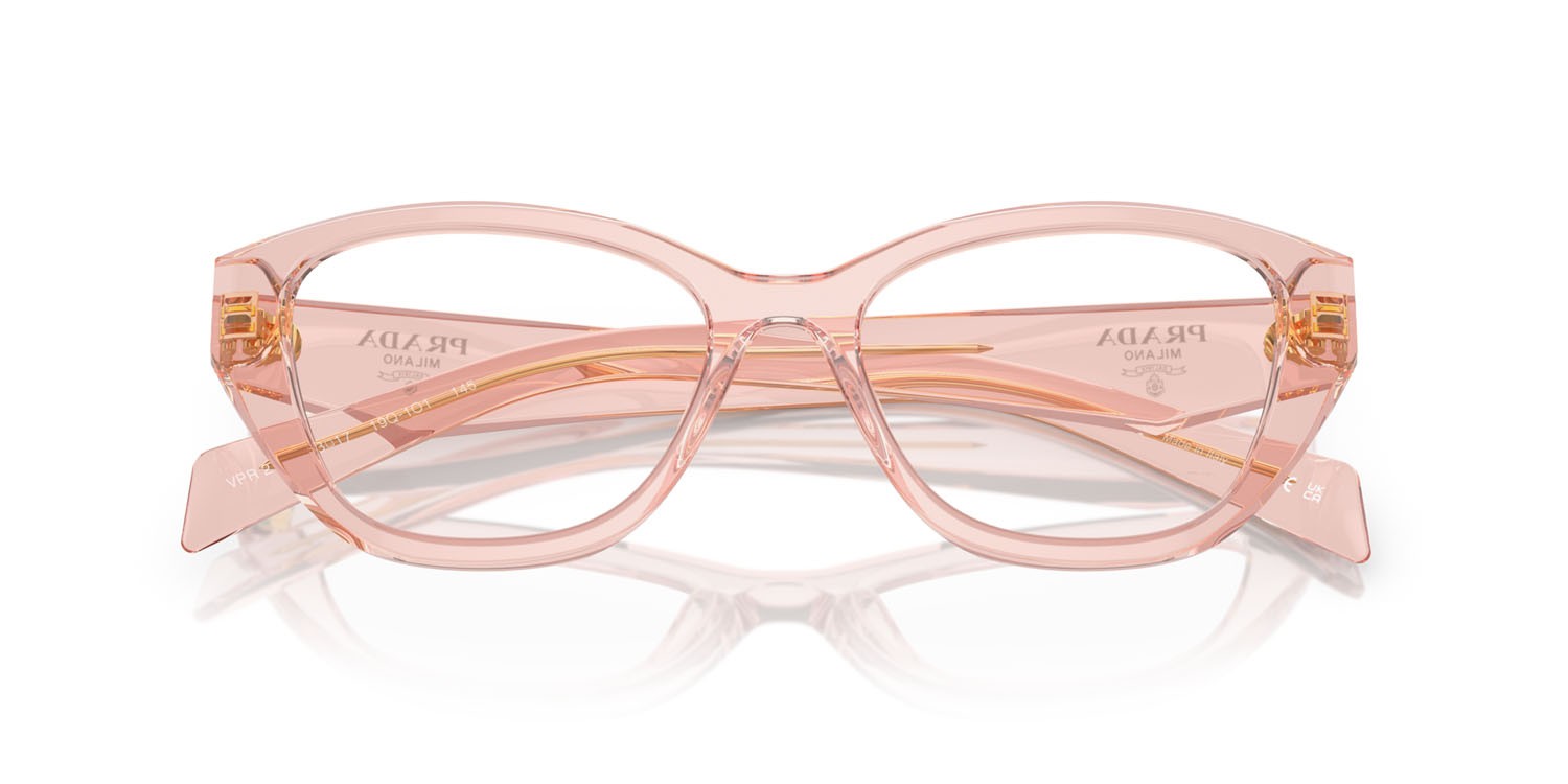 Eyeglasses Prada PR 21ZV (19Q1O1) color pesca trasparente shape irregular lenses lente demo