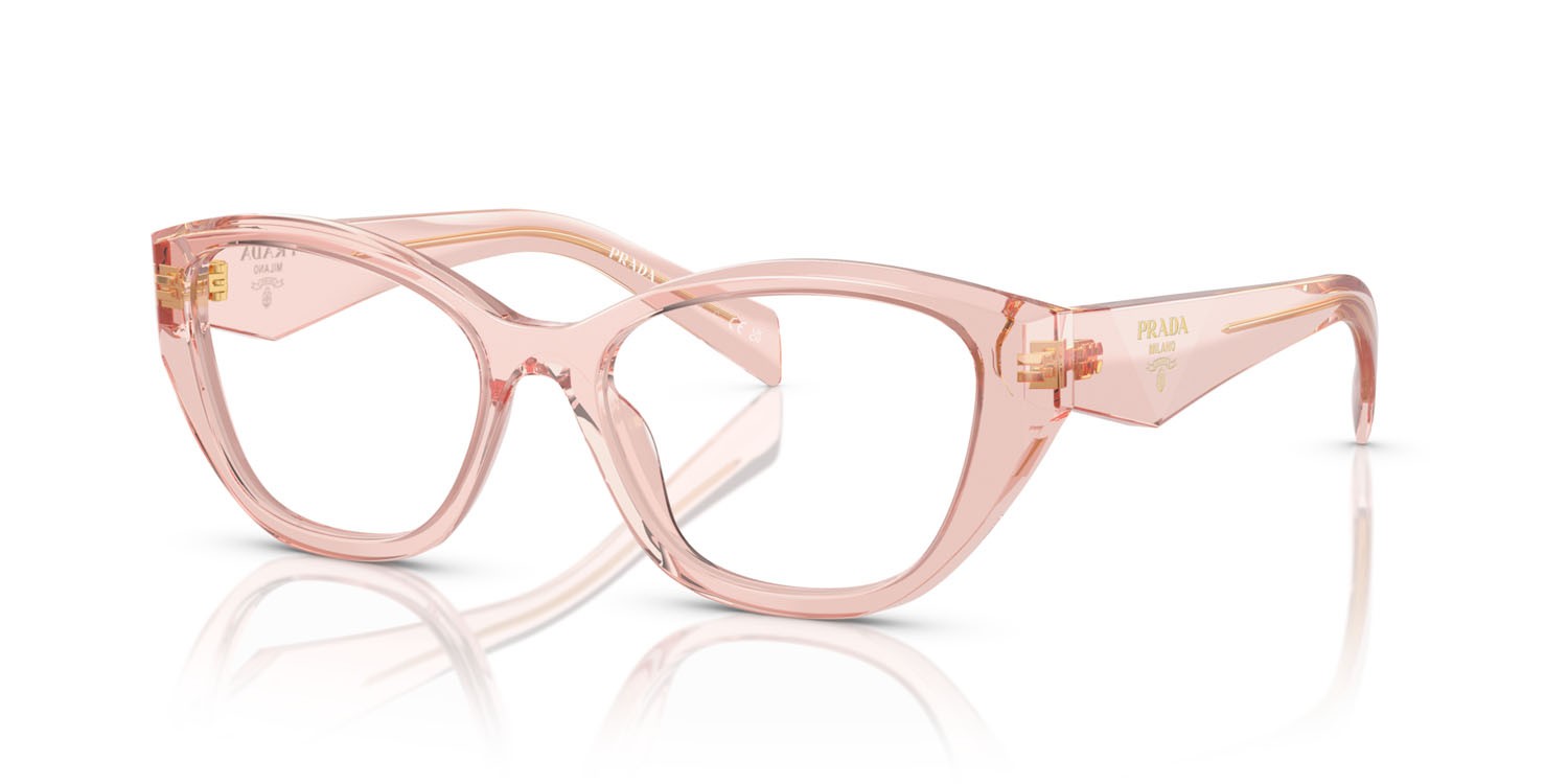 Eyeglasses Prada PR 21ZV (19Q1O1) color pesca trasparente shape irregular lenses lente demo