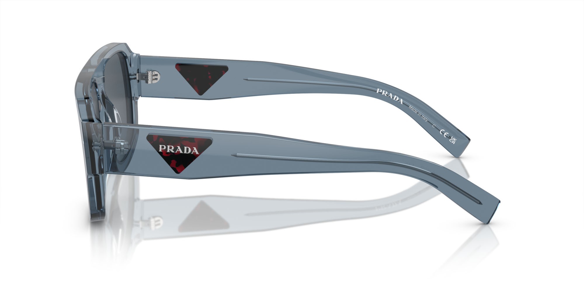 Sunglasses Prada PR 22YS (19O70B) color grigio trasparente shape aviator lenses grigio scuro