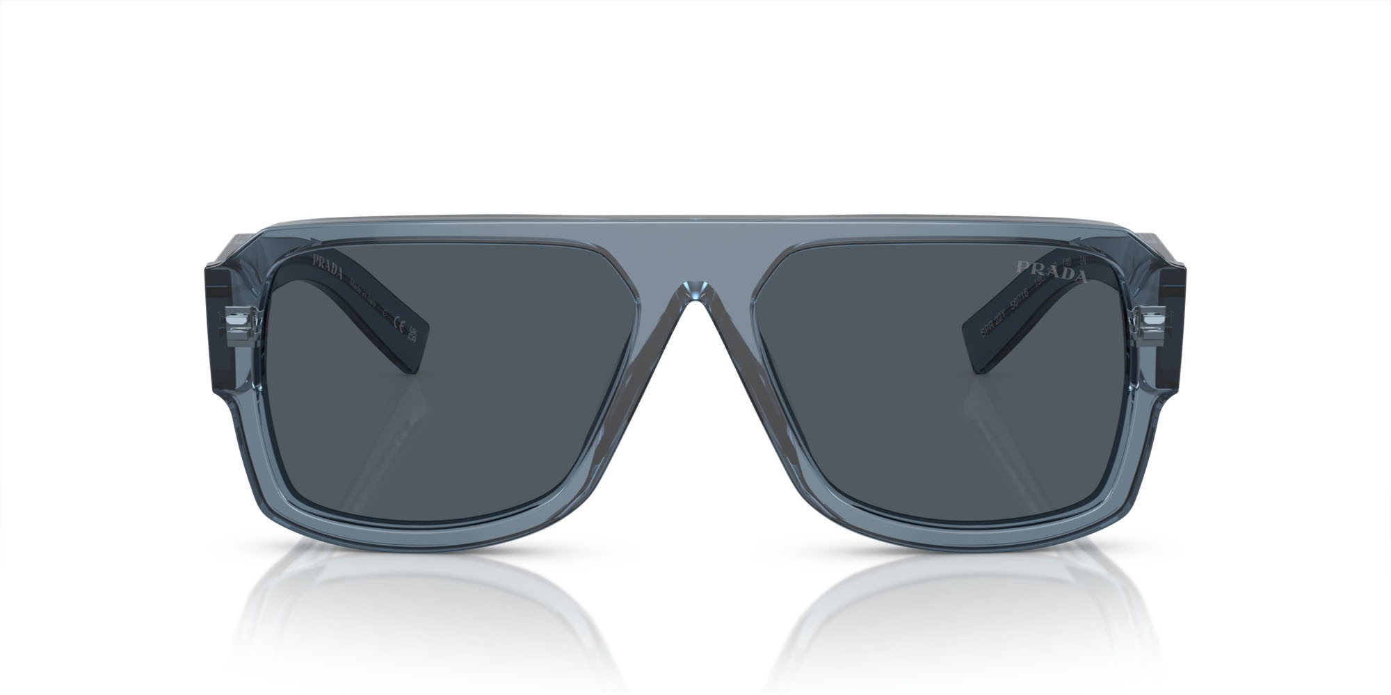 Sunglasses Prada PR 22YS (19O70B) color grigio trasparente shape aviator lenses grigio scuro