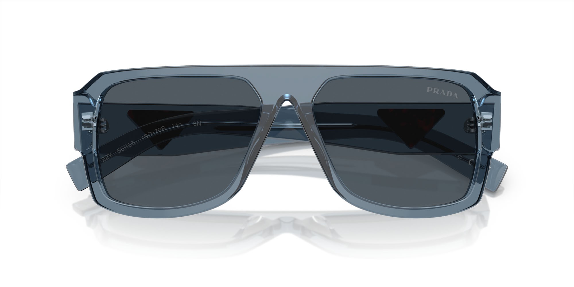 Sunglasses Prada PR 22YS (19O70B) color grigio trasparente shape aviator lenses grigio scuro