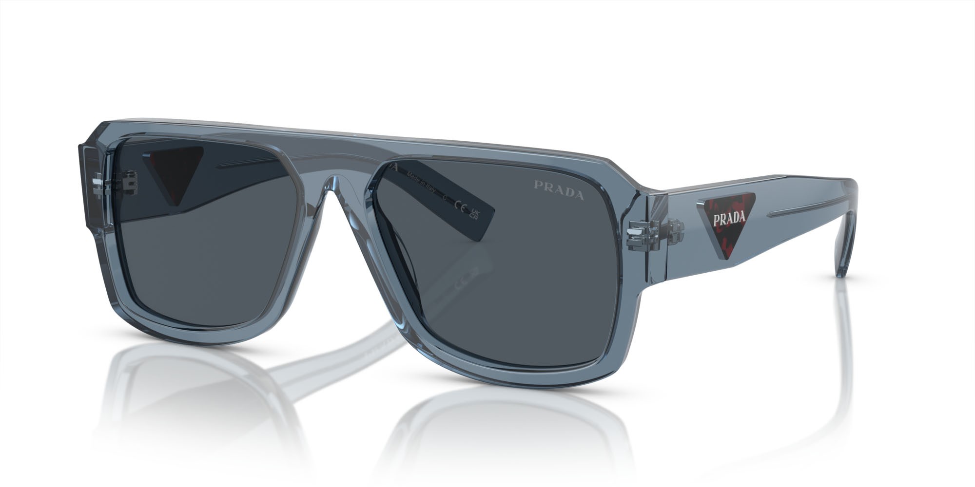 Sunglasses Prada PR 22YS (19O70B) color grigio trasparente shape aviator lenses grigio scuro