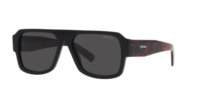 Sunglasses Prada PR 22YS (1AB5S0) color black shape aviator lenses dark grey