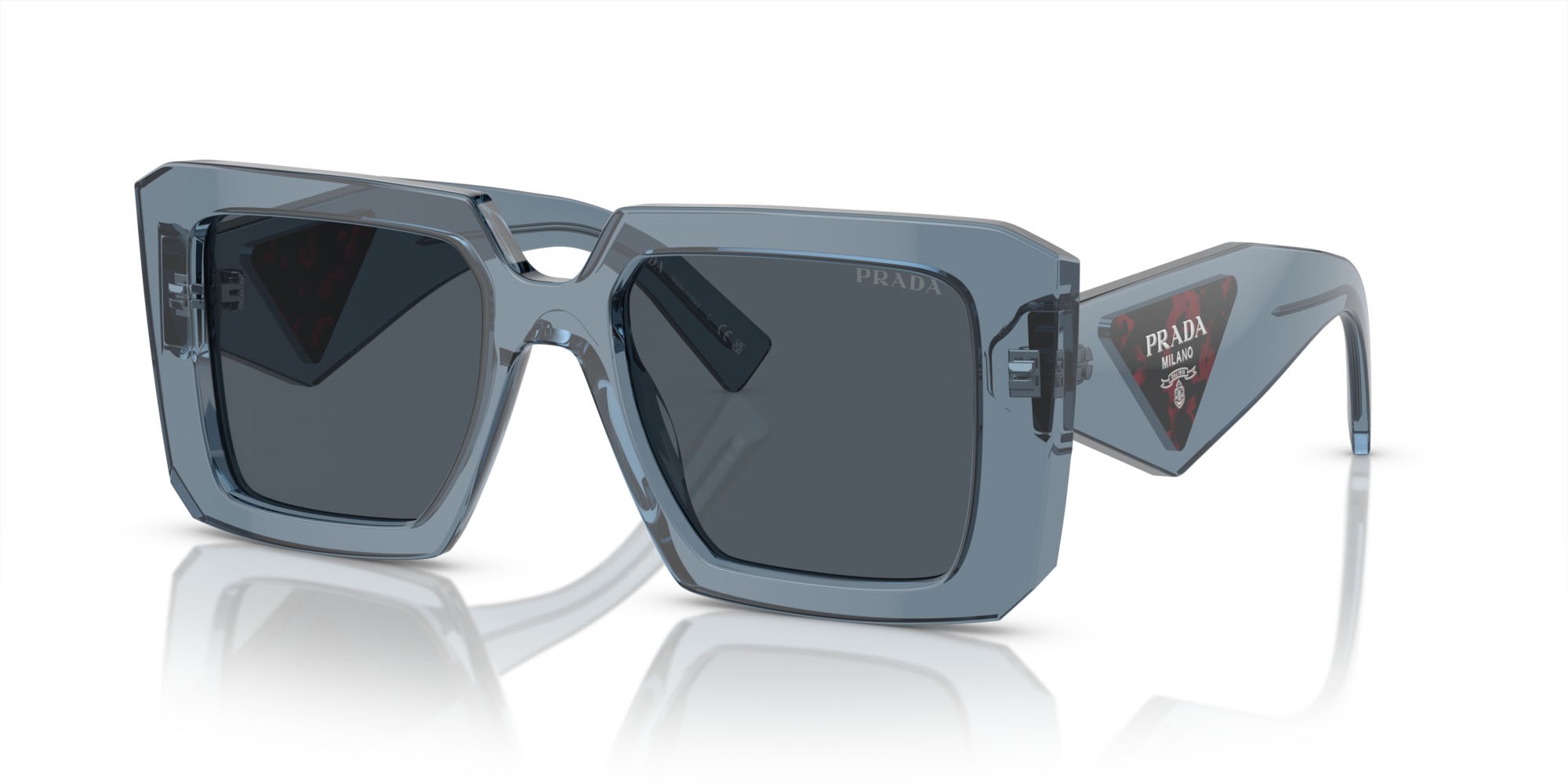 Sonnenbrillen Prada PR 23YS (19O70B) farbe grafite trasparente form quadratisch gläser grigio scuro