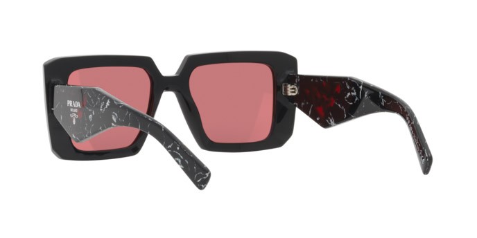 Sonnenbrillen Prada PR 23YS (1AB06Q) farbe black form quadratisch gläser red mirror silver internal
