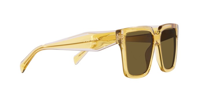 Sonnenbrillen Prada PR 24ZS (14I01T) farbe ocher/crystal grey form quadratisch gläser marrone scuro