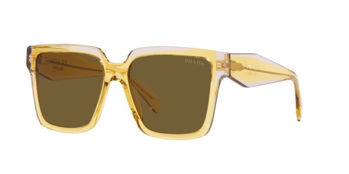 Sonnenbrillen Prada PR 24ZS (14I01T) farbe ocher/crystal grey form quadratisch gläser marrone scuro