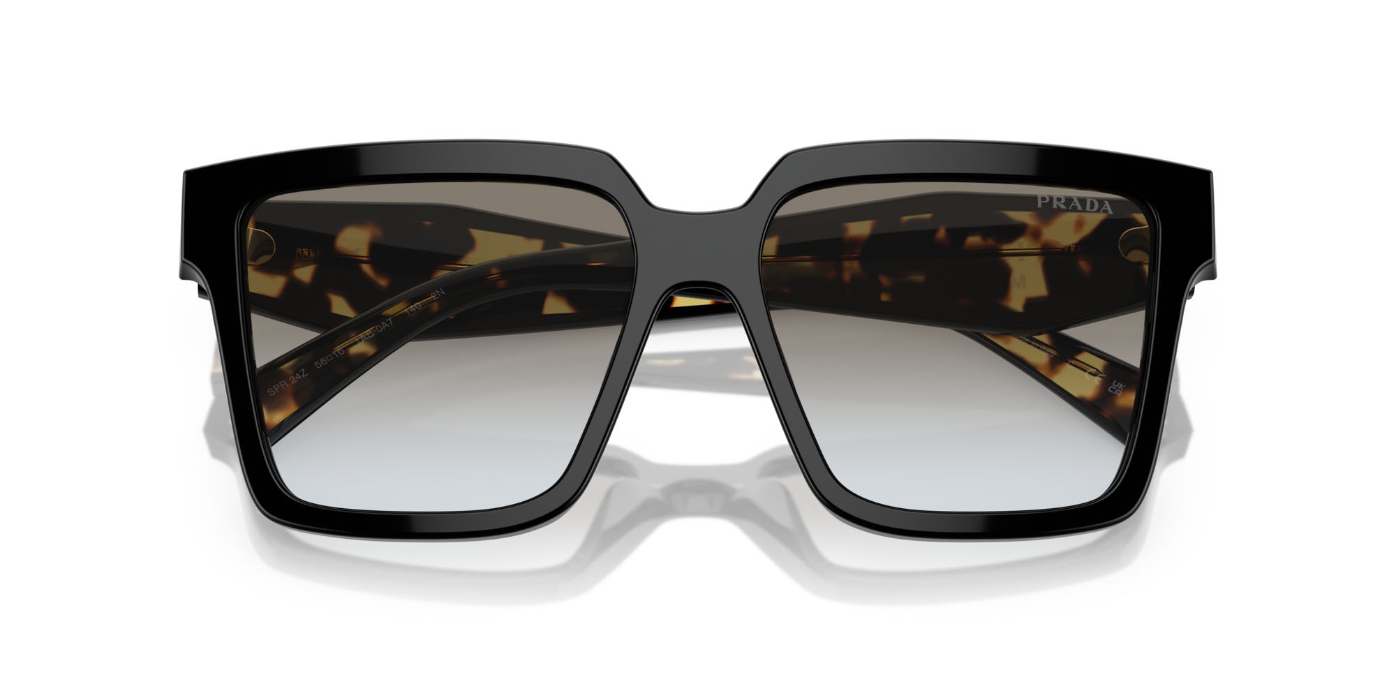 Sunglasses Prada PR 24ZS (1AB0A7) color nero shape square lenses sfumato grigio