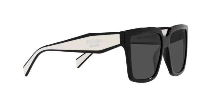 Sunglasses Prada PR 24ZS (1AB5S0) color nero shape square lenses grigio scuro