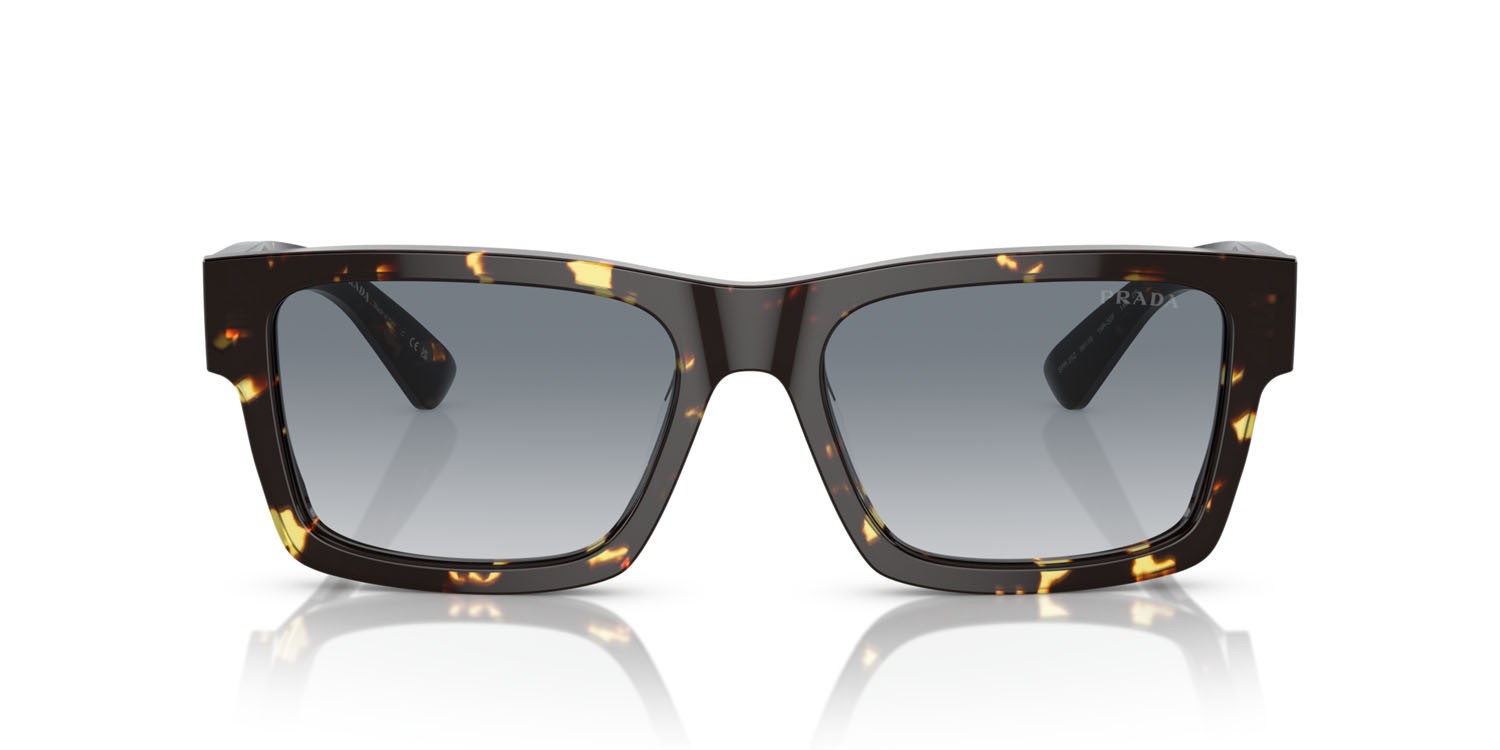 Occhiali da sole Prada PR 25ZS (16R30F) colore malto nero tartarugato forma rettangolare lenti sfumato grigio