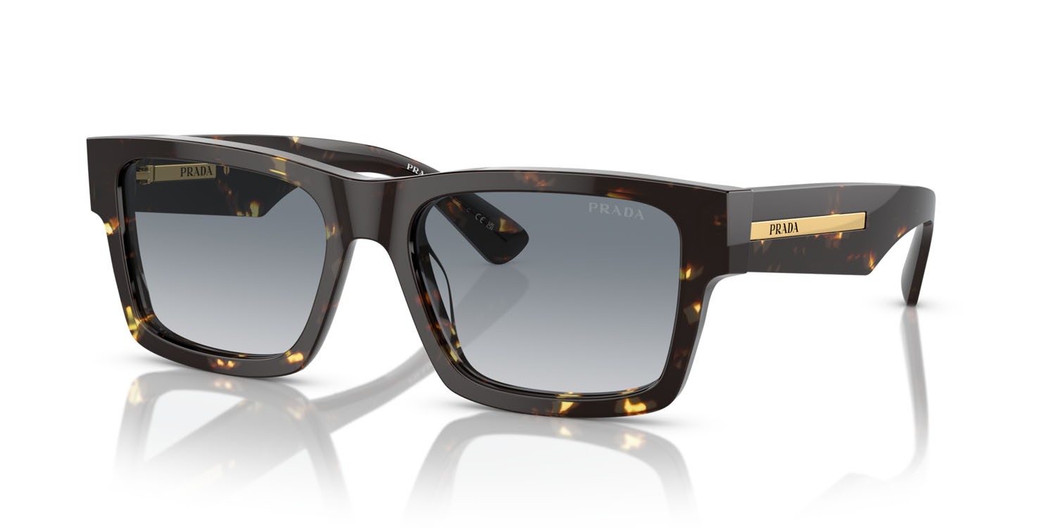 Occhiali da sole Prada PR 25ZS (16R30F) colore malto nero tartarugato forma rettangolare lenti sfumato grigio