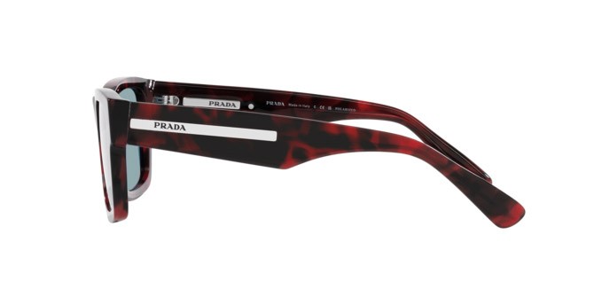 Sunglasses Prada PR 25ZS (18I04D) color violetto tartarugato shape rectangle lenses polar verde