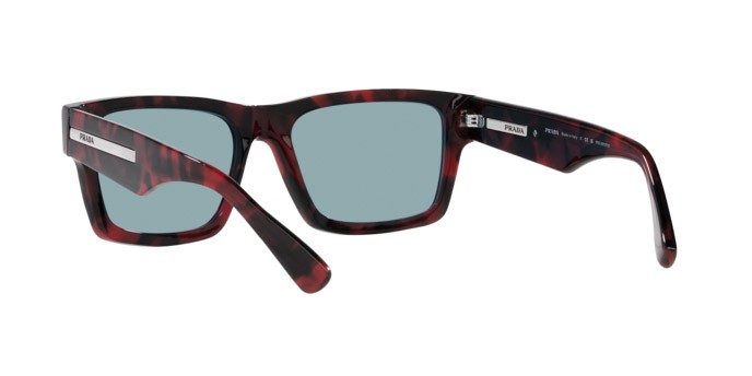Sunglasses Prada PR 25ZS (18I04D) color violetto tartarugato shape rectangle lenses polar verde